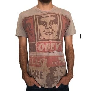 Obey paper thin all over print on the front tshirt